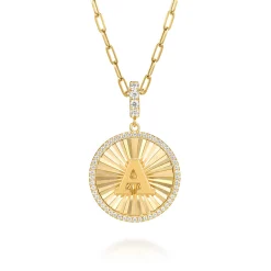 Online Gabriel & Co. 14K Yellow Gold Diamond Initial A Medallion Pendant With Detachable Bail