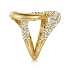 Discount Gabriel & Co. 14K Yellow Gold Diamond Interlocking Ladies Ring
