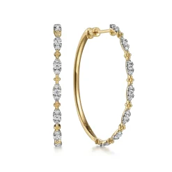 Hot Gabriel & Co. 14K Yellow Gold Diamond Intricate Hoop Earrings 40mm