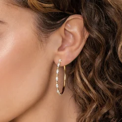 Hot Gabriel & Co. 14K Yellow Gold Diamond Intricate Hoop Earrings 40mm