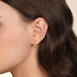 Outlet Gabriel & Co. 14K Yellow Gold Diamond J Earrings-Bujukan