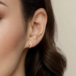 New Gabriel & Co. 14K Yellow Gold Diamond Lightning Bolt Stud Earrings