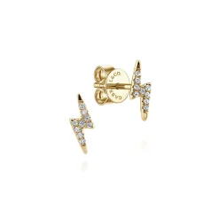 New Gabriel & Co. 14K Yellow Gold Diamond Lightning Bolt Stud Earrings
