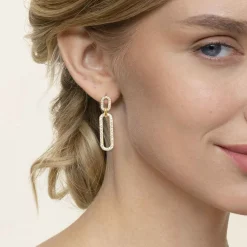Hot Gabriel & Co. 14K Yellow Gold Diamond Link Chain Drop Earrings