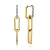 Best Gabriel & Co. 14K Yellow Gold Diamond Link Hollow Chain Drop Earrings