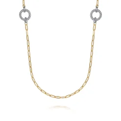 Gabriel & Co. 14K Yellow Gold Diamond Link Station Necklace