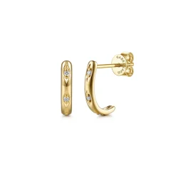 Discount Gabriel & Co. 14K Yellow Gold Diamond Marquise J Hoop Earrings