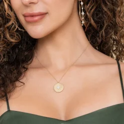 Outlet Gabriel & Co. 14K Yellow Gold Diamond Medallion Necklace with Diamond Star