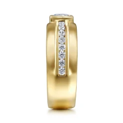 Clearance Gabriel & Co. 14K Yellow Gold Diamond Mens Engagement Ring in High Polished Finish
