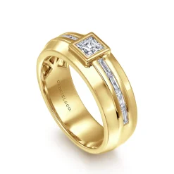 Gabriel & Co. 14K Yellow Gold Diamond Mens Engagement Ring in High Polished Finish