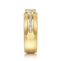 Gabriel & Co. 14K Yellow Gold Diamond Mens Engagement Ring in High Polished Finish