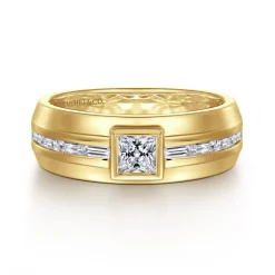 Gabriel & Co. 14K Yellow Gold Diamond Mens Engagement Ring in High Polished Finish