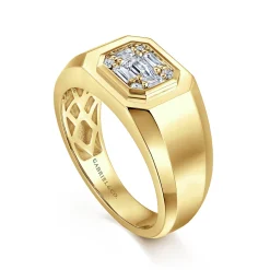 Discount Gabriel & Co. 14K Yellow Gold Diamond Mens Engagement Ring in High Polish Finish
