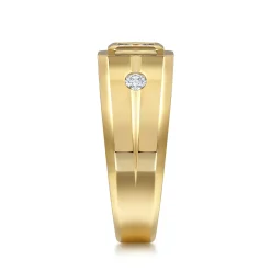 New Gabriel & Co. 14K Yellow Gold Diamond Mens Engagement Ring in High Polish Finish