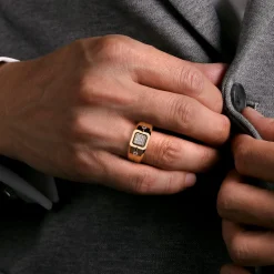 New Gabriel & Co. 14K Yellow Gold Diamond Mens Engagement Ring in High Polish Finish