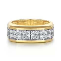 Hot Gabriel & Co. 14K Yellow Gold Diamond Mens Ring in High Polish Finish