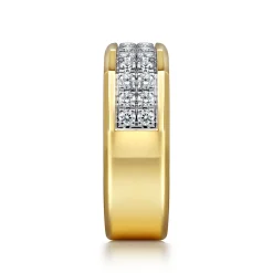 Hot Gabriel & Co. 14K Yellow Gold Diamond Mens Ring in High Polish Finish