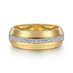 New Gabriel & Co. 14K Yellow Gold Diamond Men's Wedding Ring in High Polish Finish