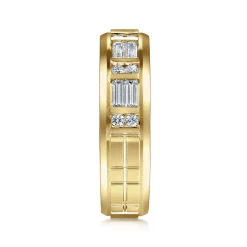 Gabriel & Co. 14K Yellow Gold Diamond Men's Wedding Ring in High Polish Finish