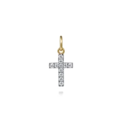 Discount Gabriel & Co. 14K Yellow Gold Diamond Mini Cross Pendant