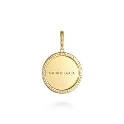 Hot Gabriel & Co. 14K Yellow Gold Diamond 24mm Round Medallion Personalized Pendant With Detachable Bail