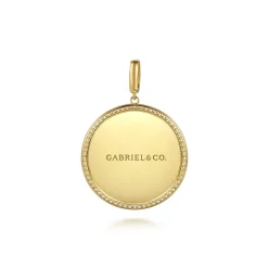 Clearance Gabriel & Co. 14K Yellow Gold Diamond 32mm Round Medallion Personalized Pendant With Detachable Bail