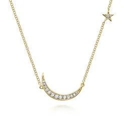 Hot Gabriel & Co. 14K Yellow Gold Diamond Moon Pendant Necklace