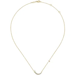 Hot Gabriel & Co. 14K Yellow Gold Diamond Moon Pendant Necklace
