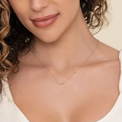 Hot Gabriel & Co. 14K Yellow Gold Diamond Moon Pendant Necklace