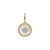 Online Gabriel & Co. 14K Yellow Gold Diamond Mother of Pearl Medallion Pendant in size 18mm With Detachable Bail