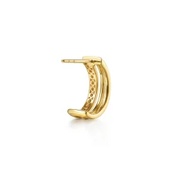 Gabriel & Co. 14K Yellow Gold Diamond Multi Row Huggie Earrings