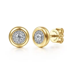 Online Gabriel & Co. 14K Yellow Gold Diamond Pave Bezel Stud Earrings