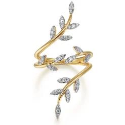 Hot Gabriel & Co. 14K Yellow Gold Diamond Pave Branch Wrap Ring