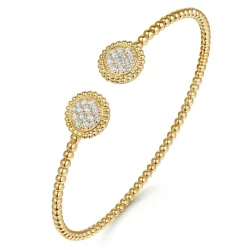 Hot Gabriel & Co. 14K Yellow Gold Diamond Pave Bujukan Bangle