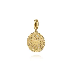 Sale Gabriel & Co. 14K Yellow Gold Diamond Pave Bujukan Medallion Pendant in size 18mm With Detachable Bail