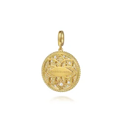Best Gabriel & Co. 14K Yellow Gold Diamond Pave Bujukan 24mm Medallion Pendant With Detachable Bail