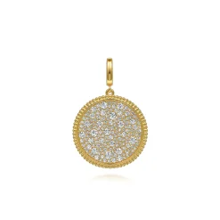 Best Gabriel & Co. 14K Yellow Gold Diamond Pave Bujukan 24mm Medallion Pendant With Detachable Bail