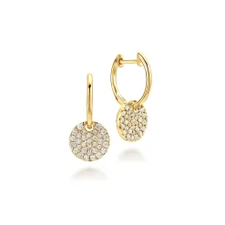 Gabriel & Co. 14K Yellow Gold Diamond Pave Disc Drop Earrings