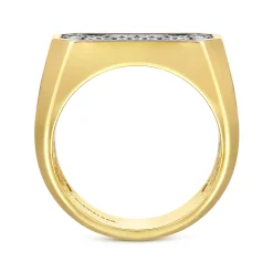 New Gabriel & Co. 14K Yellow Gold Diamond Pave Men's Ring in High Polish Finish