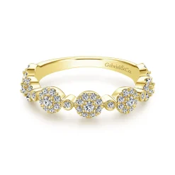 Sale Gabriel & Co. 14K Yellow Gold Diamond Pave Station Stackable Ring