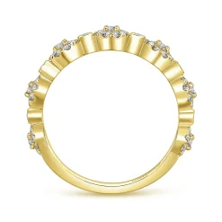 Sale Gabriel & Co. 14K Yellow Gold Diamond Pave Station Stackable Ring