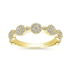 Sale Gabriel & Co. 14K Yellow Gold Diamond Pave Station Stackable Ring