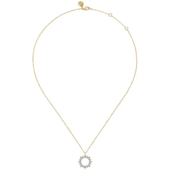 Best Gabriel & Co. 14K Yellow Gold Diamond Pear Circle Pendant Necklace