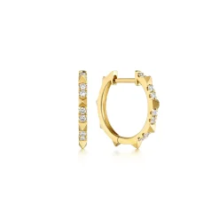 Sale Gabriel & Co. 14K Yellow Gold Diamond Pyramid Spike 15mm Huggies