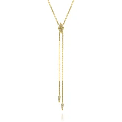 Discount Gabriel & Co. 14K Yellow Gold Diamond Pyramid Y Knot Necklace