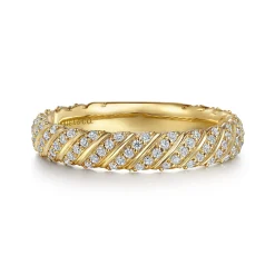 Best Gabriel & Co. 14K Yellow Gold Diamond Rope Stackable Ladies Ring