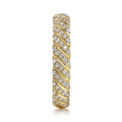 Best Gabriel & Co. 14K Yellow Gold Diamond Rope Stackable Ladies Ring