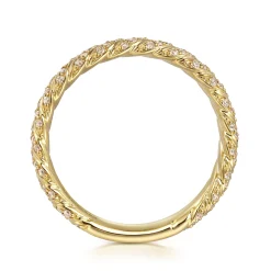 Best Gabriel & Co. 14K Yellow Gold Diamond Rope Stackable Ladies Ring