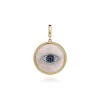 Best Gabriel & Co. 14K Yellow Gold Diamond Sapphire and White Mother of Pearl Evil Eye Medallion Pendant With Detachable Bail