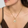 Outlet Gabriel & Co. 14K Yellow Gold Diamond Sapphire Evil Eye Medallion Pendant With Detachable Bail